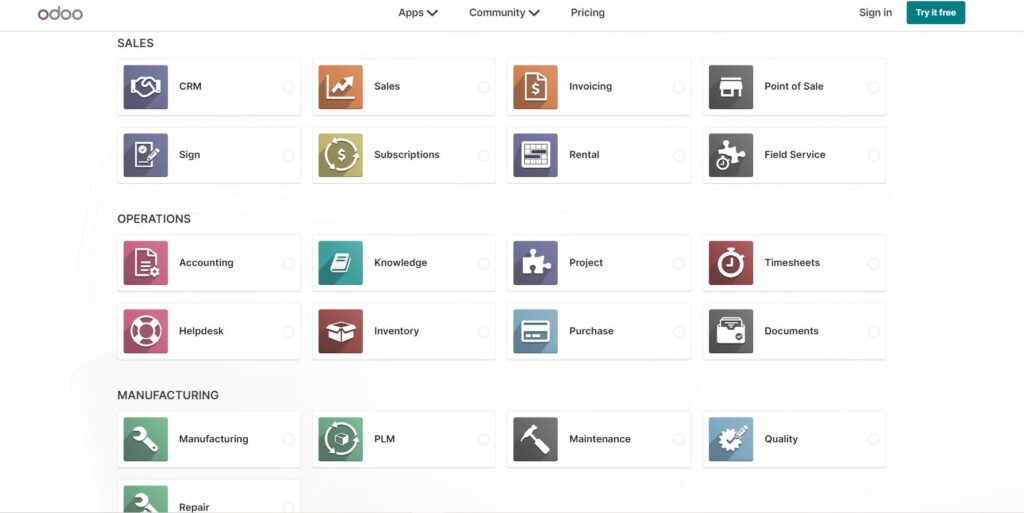 odoo - manufacturing scheduling software