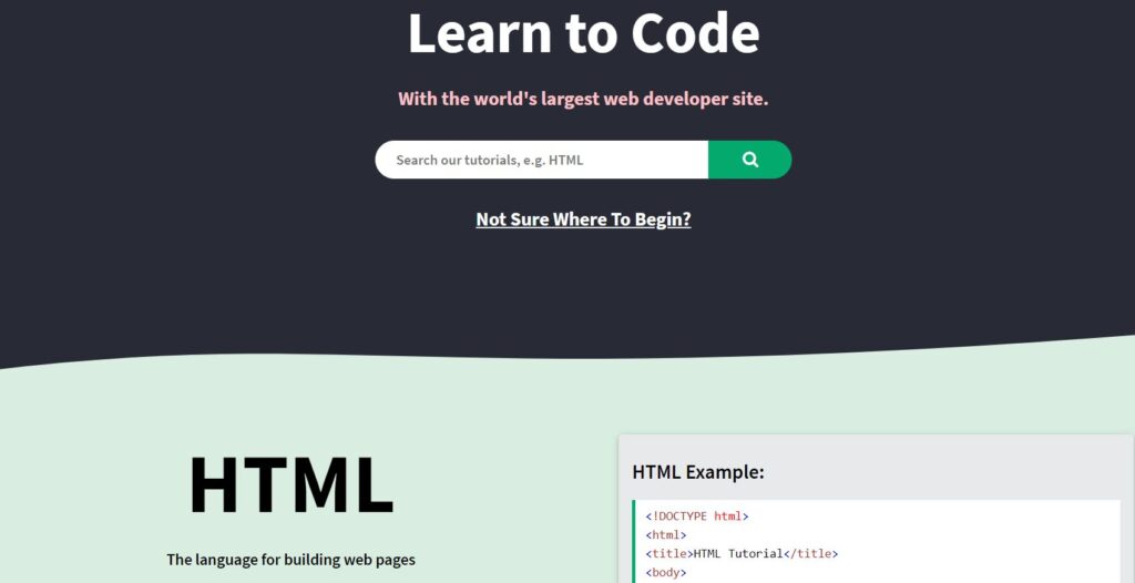 Learn To Code - w3schools