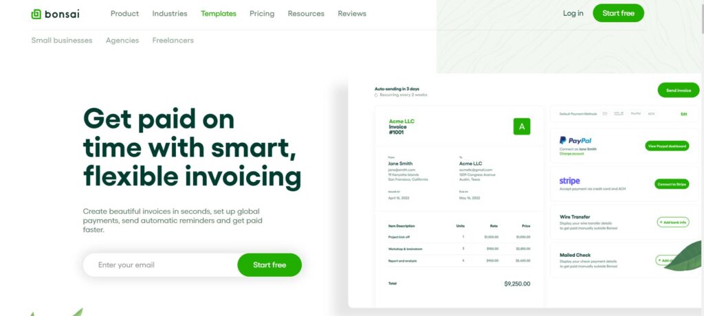 bonsai- invoicing software for freelancers